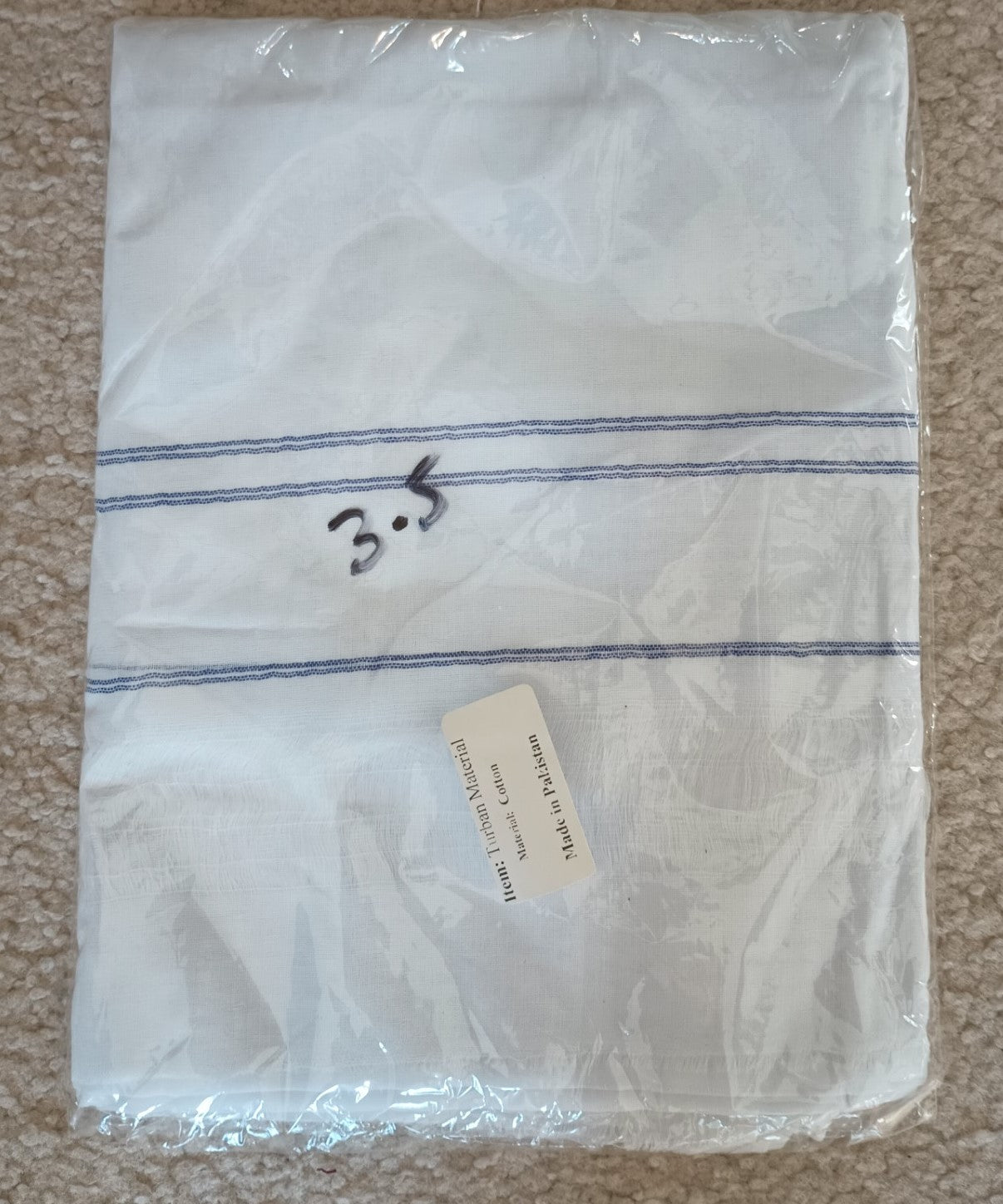 3.5 Yards 2 Pcs. of White Turban/Imama/Pagri Fabric # 3.5WTM
