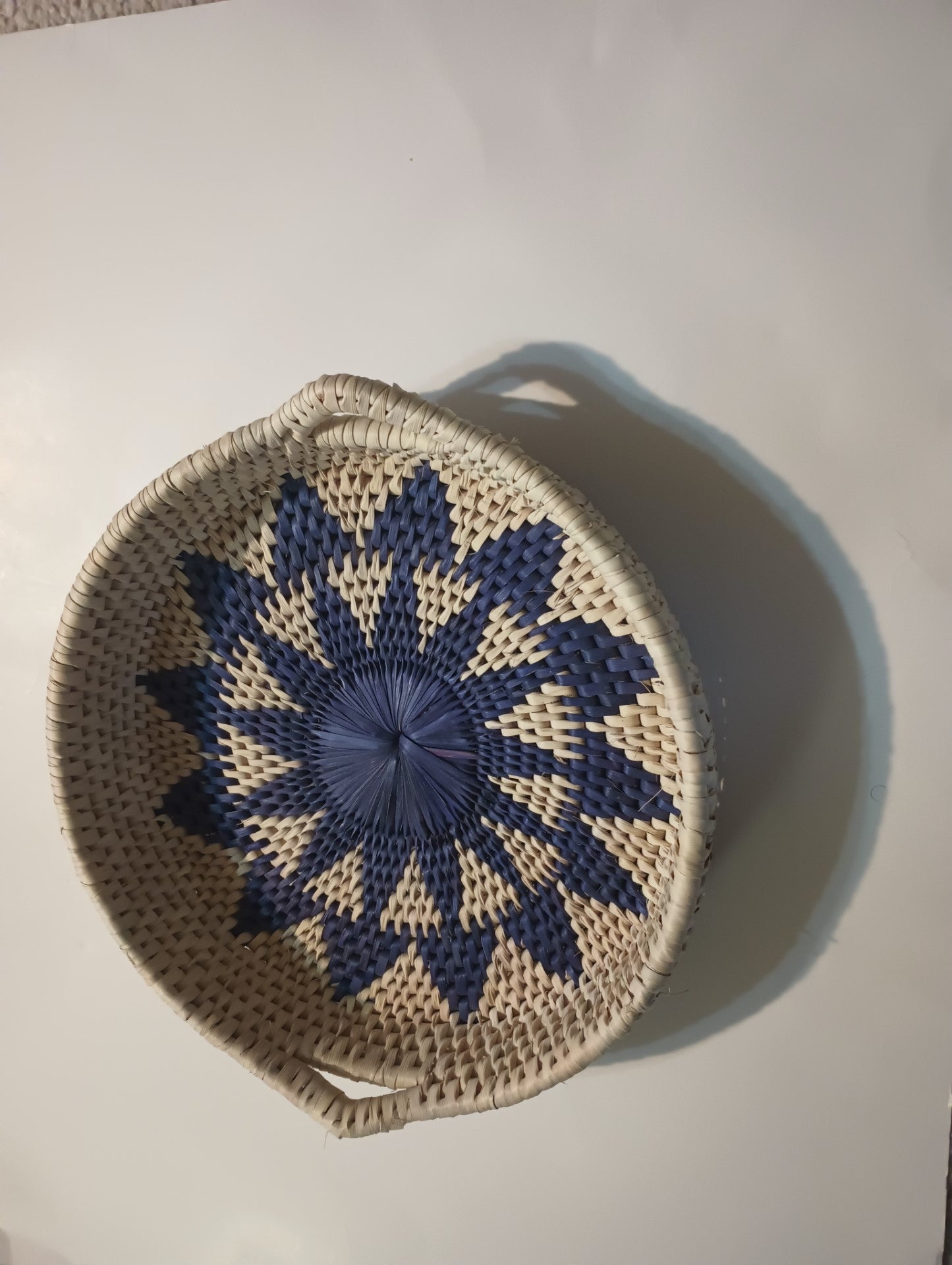 Fruit/Bread Tray-with Handles (Round Shape-2 Colors) Made of Date Tree Leaf #SHDRTH