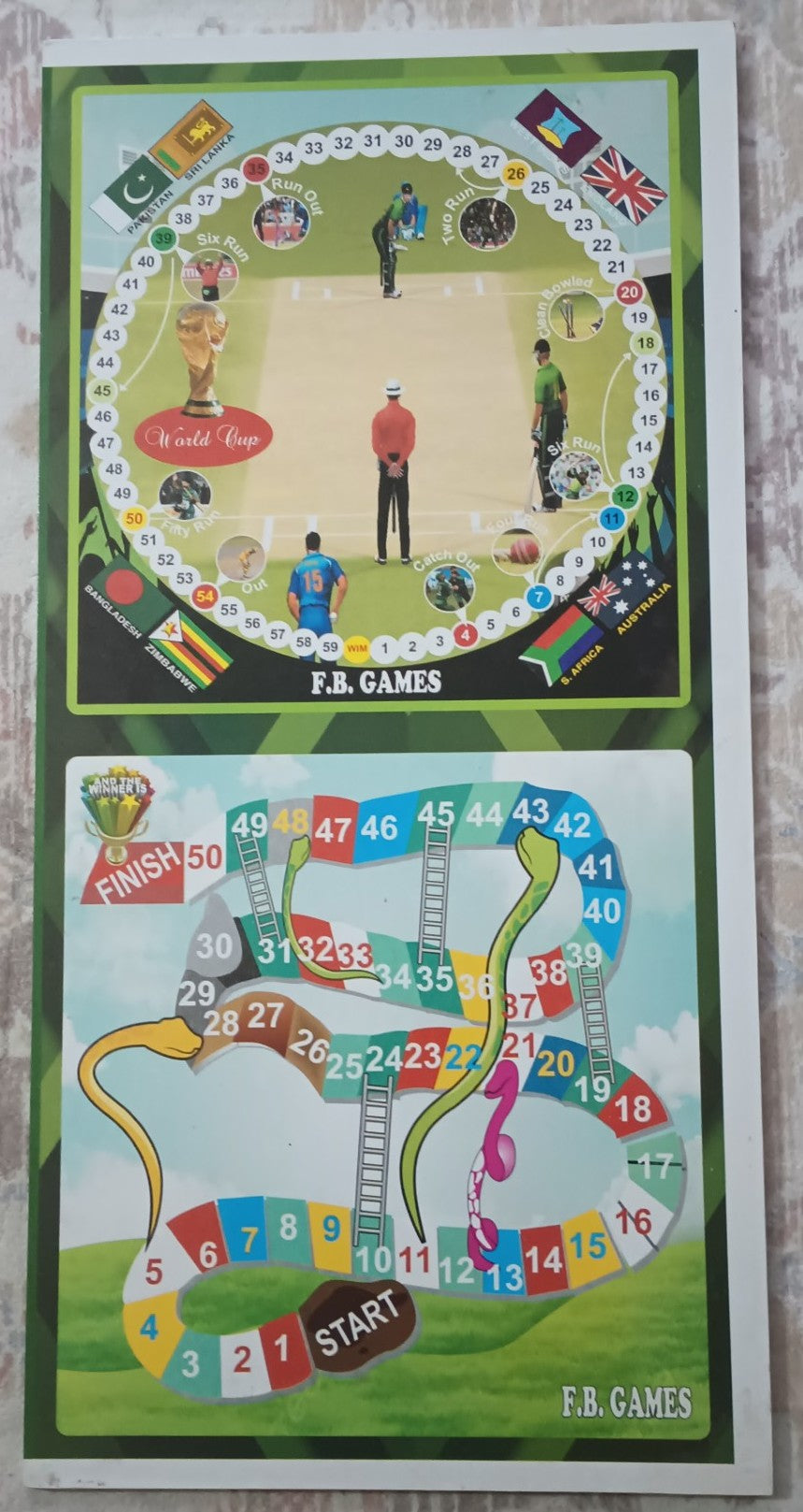LUDO + 2 SNAKES & LADDERS GAME + SCRABBLE + WORLD CUP (24” x 24”) # PQ5IN1FB