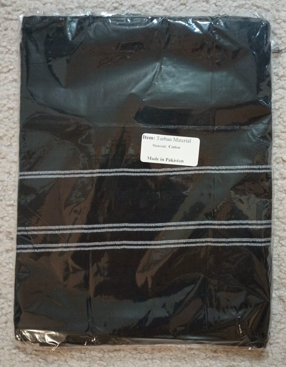 2.5 Yards 2 Pcs. of Black Turban/Imama/Pagri Fabric # 2.5BTM