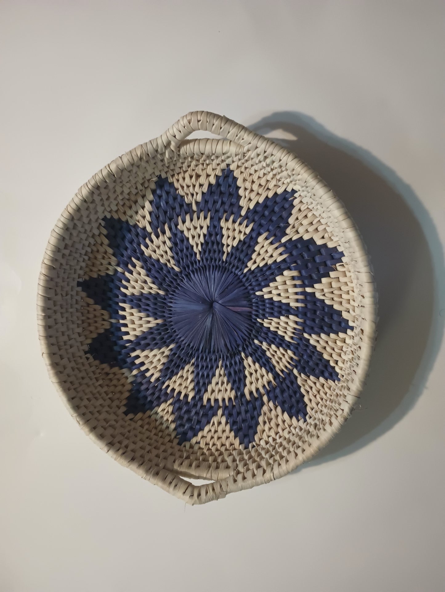 Fruit/Bread Tray-with Handles (Round Shape-2 Colors) Made of Date Tree Leaf #SHDRTH