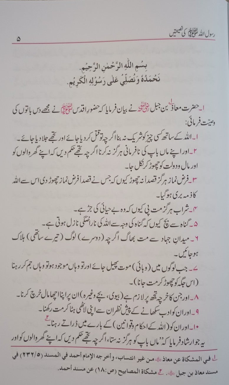 5 Copies of Rasoolullah (S.A.W.) Ki Nasihatein (Urdu) by Maulana Mufti Mohammed Ashiq Elahi #ABRKN