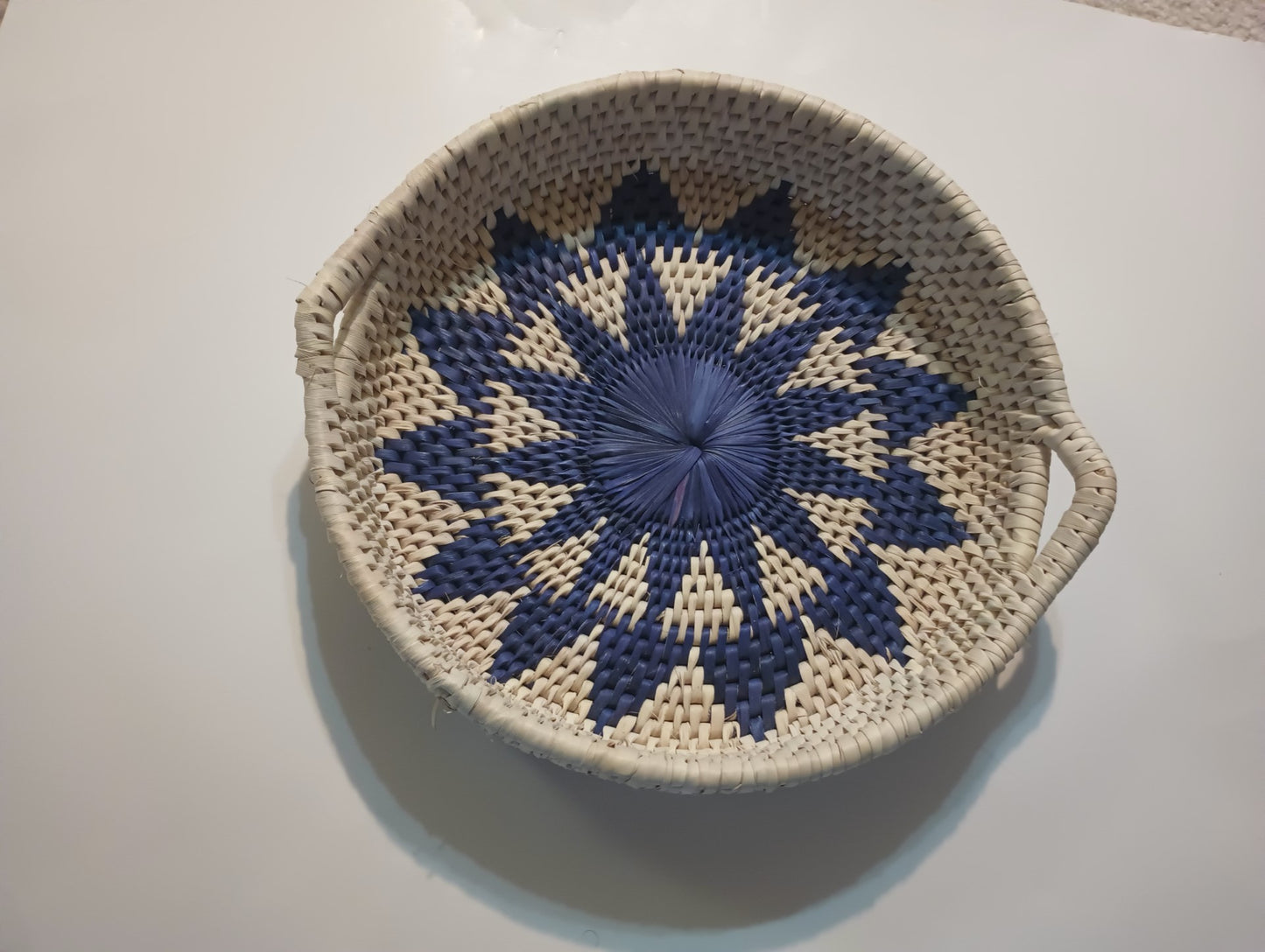 Fruit/Bread Tray-with Handles (Round Shape-2 Colors) Made of Date Tree Leaf #SHDRTH