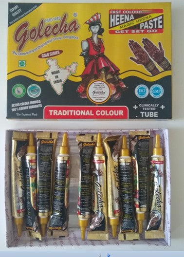 10 Pcs. Of Golecha BLACK Henna Tube (with Hanging Display) #GBT