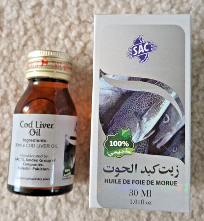 30 ml-COD LIVER OIL (100% Natural) by SAC #ACLO Fast the USA Shipping