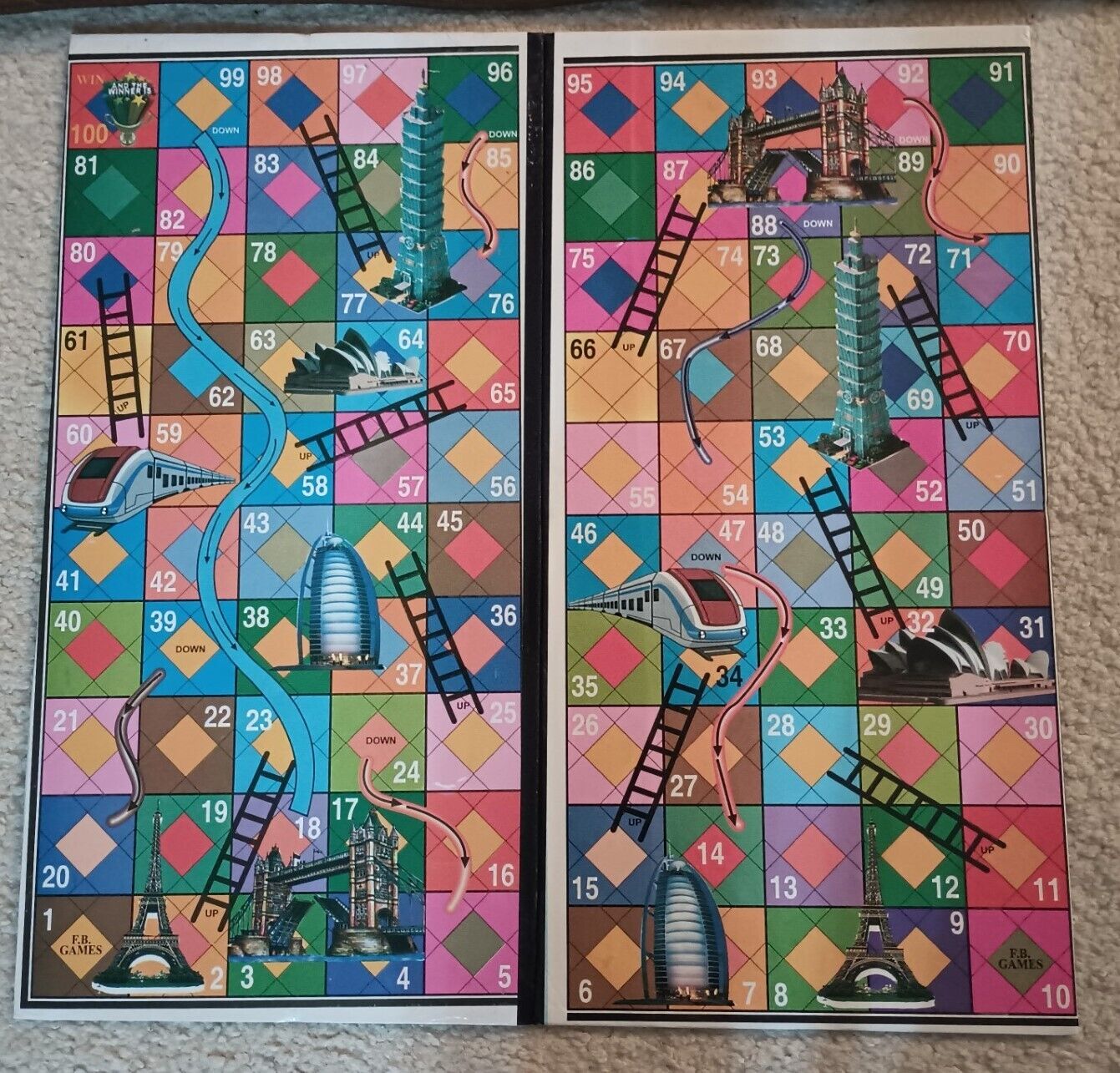 12 Sets LAMINATED CARDBOARD 2 IN 1 LUDO + SNAKE Board Game 18”x18” #12FB18LL