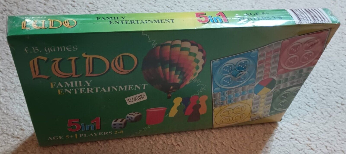 5in1 Wood Board 2 LUDOS + SNAKES & LADDERS GAME+DRAFT +SCRABBLE 14”x14” #5in1FB