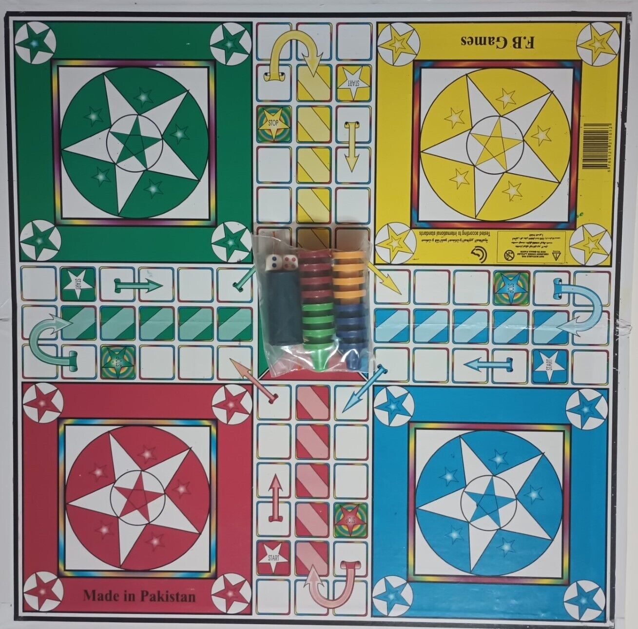 2in1 Wood Board LUDO + SNAKES & LADDERS GAME With Gift Box 18”x18” #2in1FB