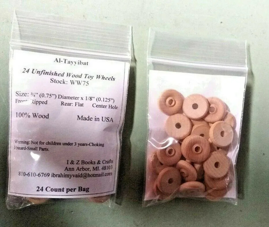 288 Unfinished Wood Toy Wheels.100% Wood (Fast US Ship.) Gift for Children