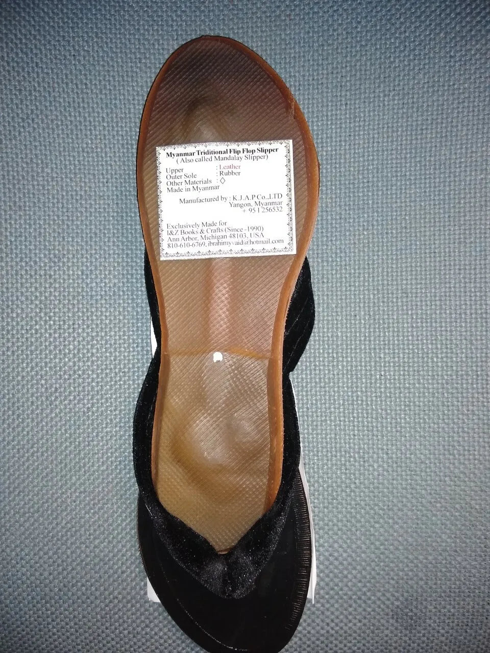 HANDMADE MYANMAR TRADITIONAL FLIP FLOP Leather Mandalay SLIPPER (Size 8)