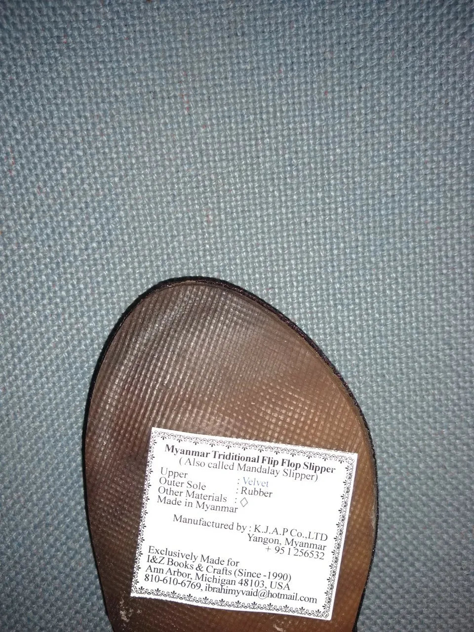 5 Pair of HANDMADE MYANMAR TRADITIONAL FLIP FLOP VELVET Mandalay SLIPPER