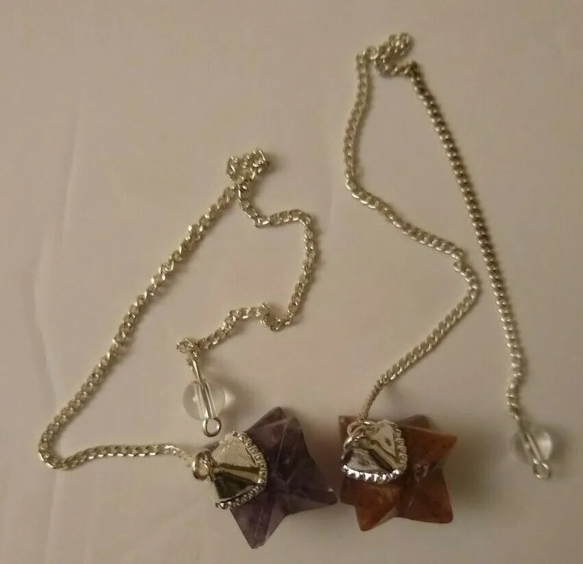2 NATURAL MIX GEMSTONE MARKABA STAR PENDULUM-Gemstone Pendulum #MTI131