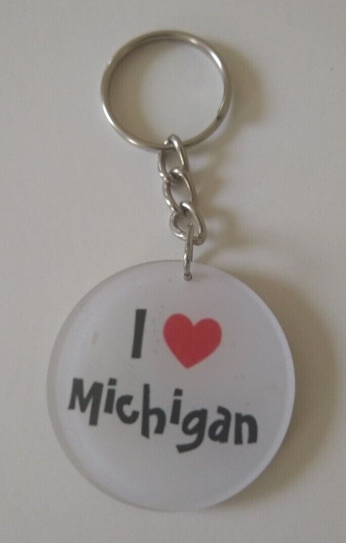 12 Pcs. of I LOVE MICHIGAN KEYCHAIN w/ Metal Ring #AKCM-Gift for all Occasions