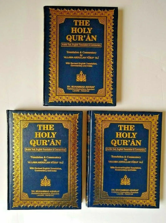 The Holy Quran (Arabic + English + Commentary) 3 Vol. Set  [3MAACH] Gift Quran