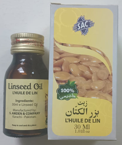 2 Bottles of 30 ml LINSEED OIL-100% Natural # SACLED