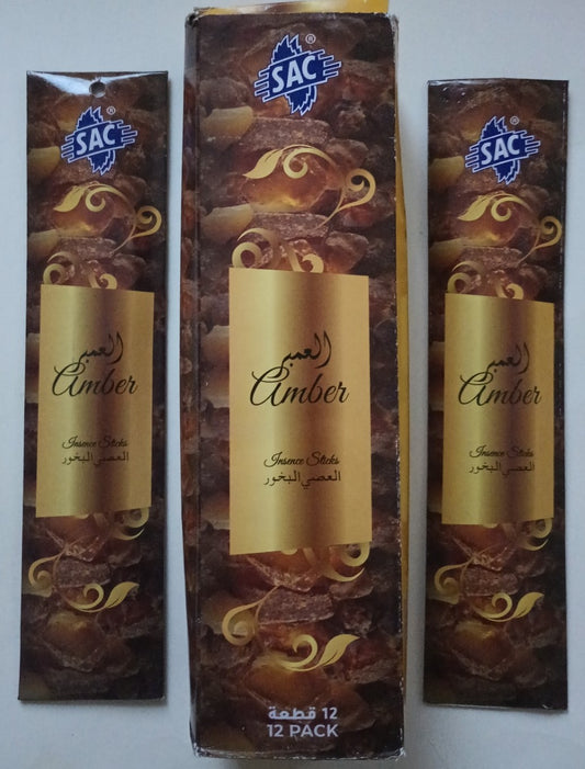 12 Pouches OF AMBER العنبر INCENSE STICK # SACAP-Fast US Shipping
