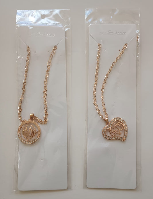 3 Pcs. of HEART SHAPE ALLAH NECKLACE # 3ANSA