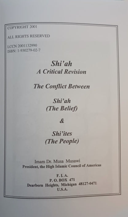 2 Copies of Shi’ah A Critical Revision by Dr. Imam Musa Musawi # IMMSACR