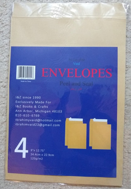 12 Brown Kraft Peel & Seal 9 x 12.75 Envelopes # 4EP12 Fast US Shipping