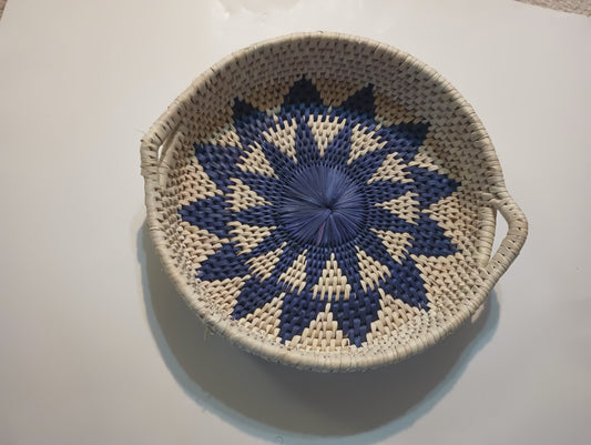 Fruit/Bread Tray-with Handles (Round Shape-2 Colors) Made of Date Tree Leaf #SHDRTH
