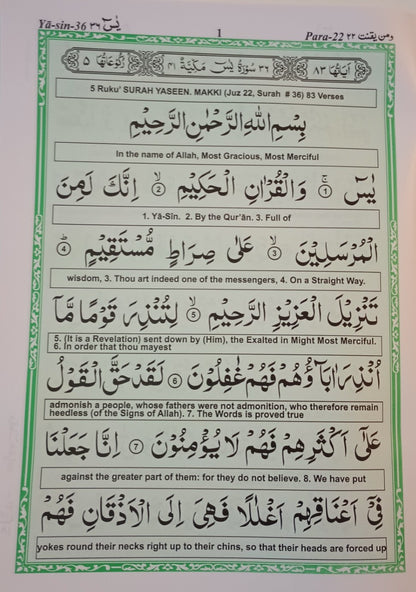 12 Copies of Large Print YASEEN (Arabic + English) # MCYAE