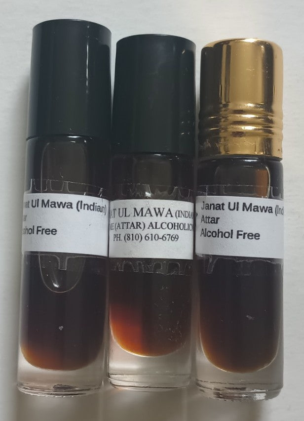 3 Bottles of JANAT UL MAWA (Indian) Oil/Attar/Itr (Alcohol Free) #JWI جنة المأوى (هندي)