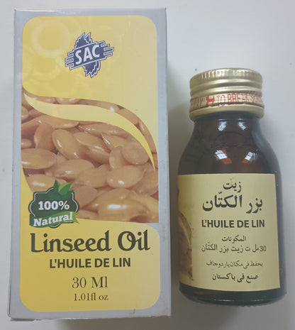 2 Bottles of 30 ml LINSEED OIL-100% Natural # SACLED