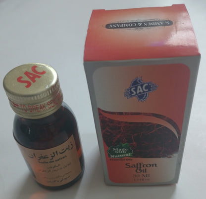 2 Bottles of 30 ml- SAFFRON OIL Made with Natural Essential Oils #SACSON
