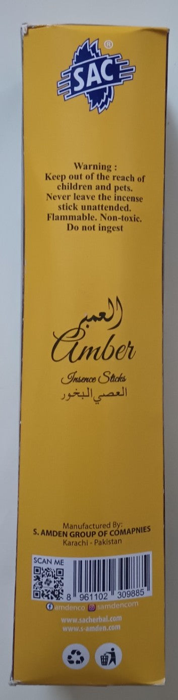 12 Pouches OF AMBER العنبر INCENSE STICK # SACAP-Fast US Shipping