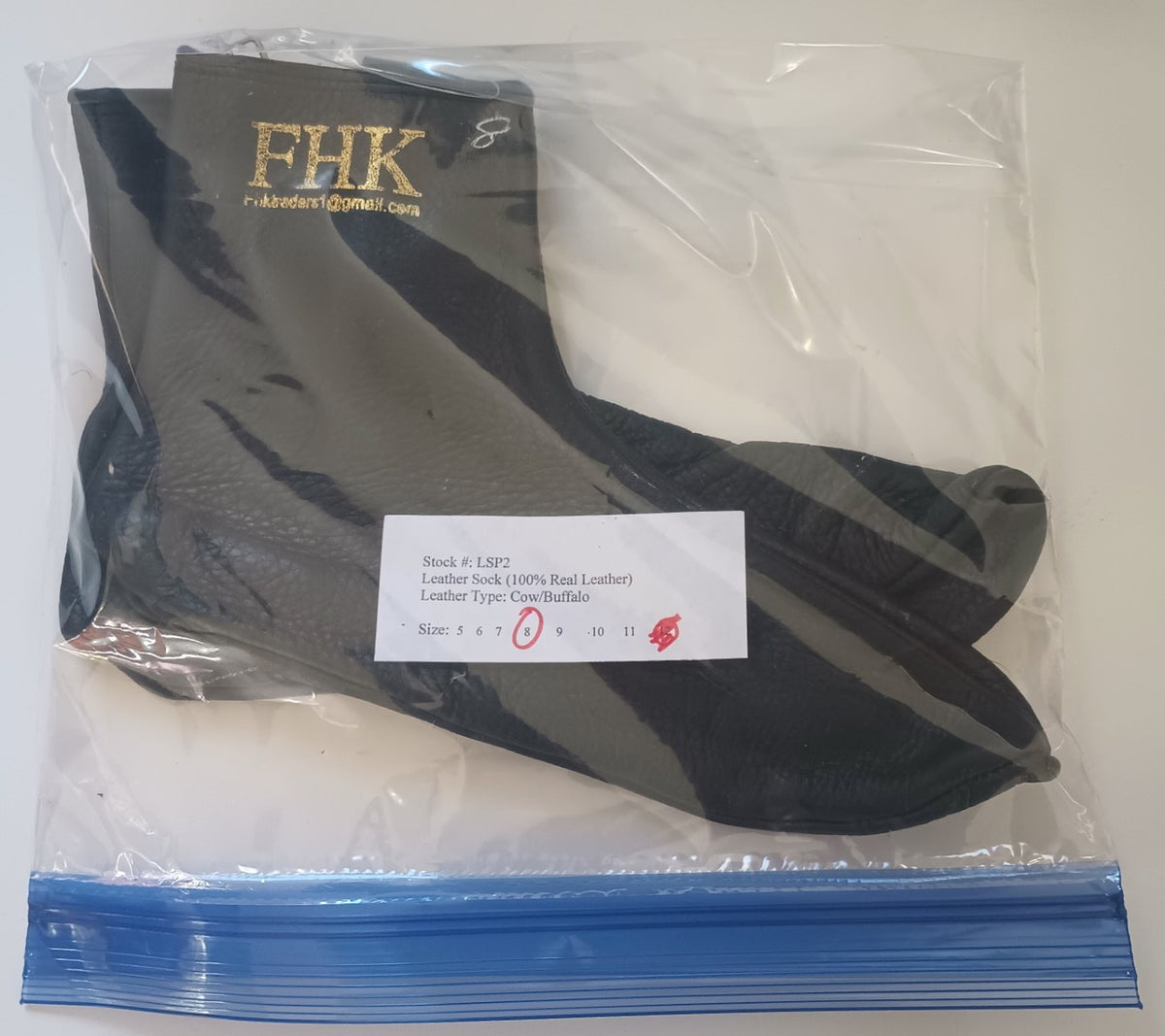 Size 8 Muslim Leather Socks/KHUFFAIN/KHUFF/SUNNAH #LS8B 100% Real Leather