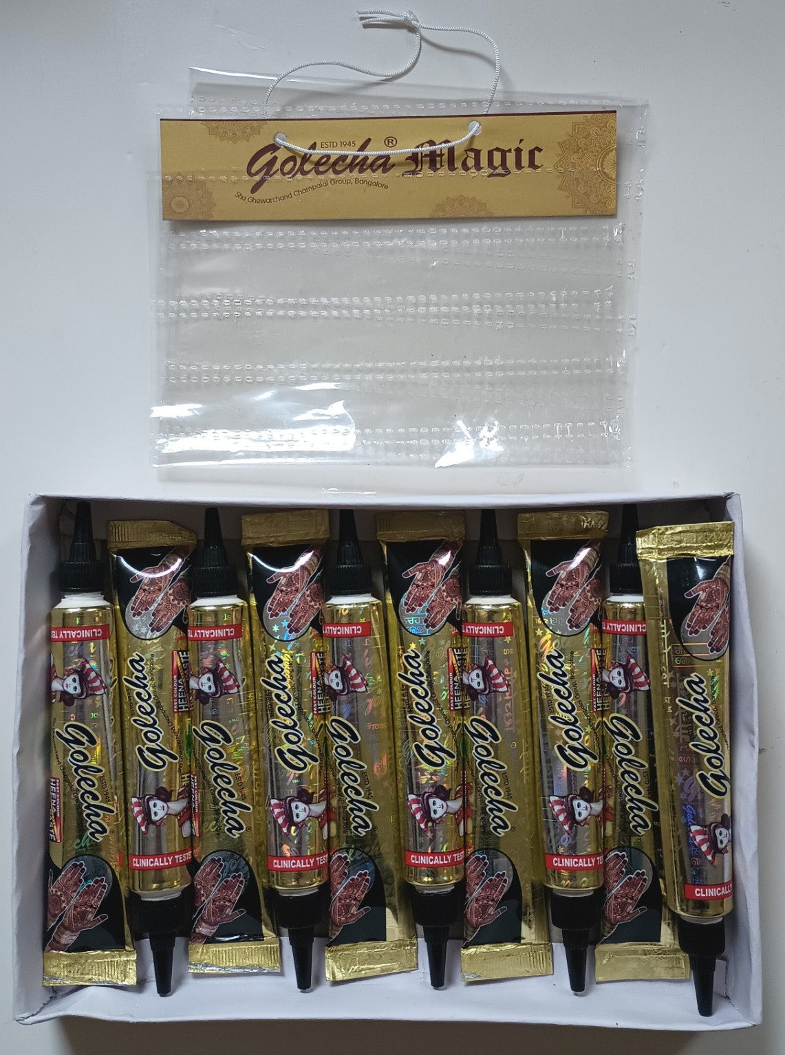 10 Pcs. Of Golecha BLACK Henna Tube (with Hanging Display) #GBT