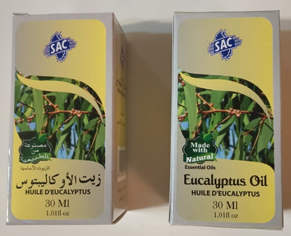 2 Bottles of 30 ml- EUCALYPTUS OIL Made with Natural Essential Oils by SAC #AEO