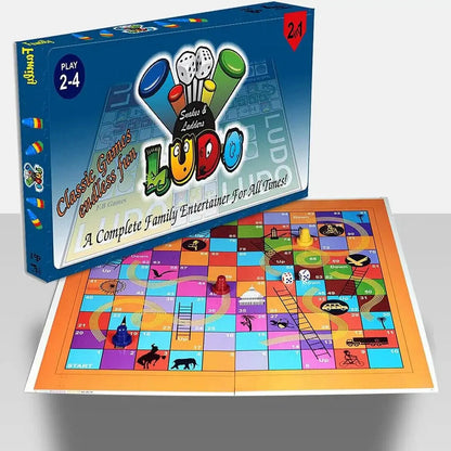 2in1 Wood Board LUDO + SNAKES & LADDERS GAME With Gift Box 18”x18” #2in1FB