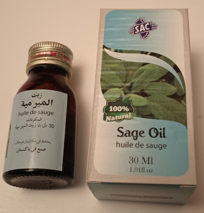 2 Bottles of 30 ml-SAGE OIL (100% Natural) by SAC #ASEO Fast the USA Shipping