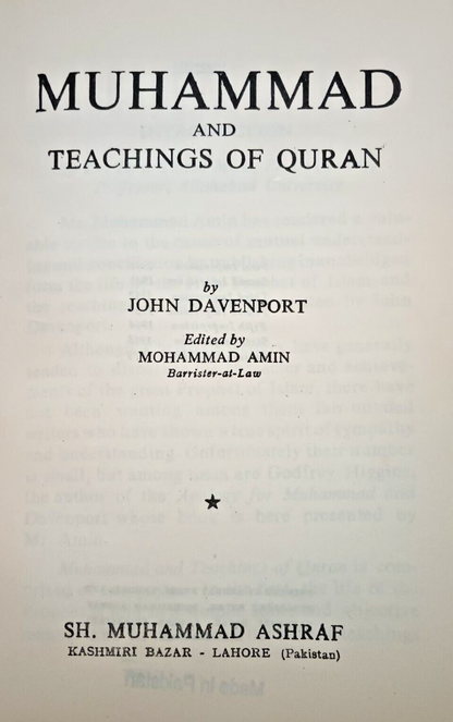 MUHAMMAD (S.A.W.) & TEACHINGS of Quran by John Davenport #MATOQ US Fast Shipping