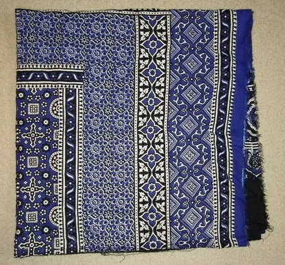 12 Blue AJRAK SINDHI PAKISTAN SHAWL SCARF CHADAR MENS WOMENS UNISEX-USA ship.