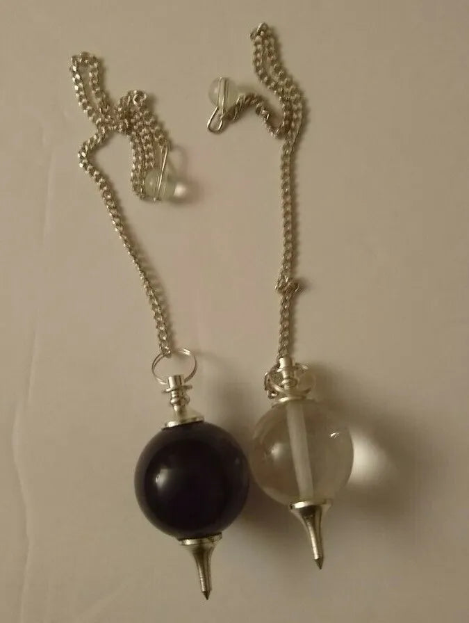 2 NATURAL BALL PENDULUM, ASSORTED Gemstone Pendant #MTI22