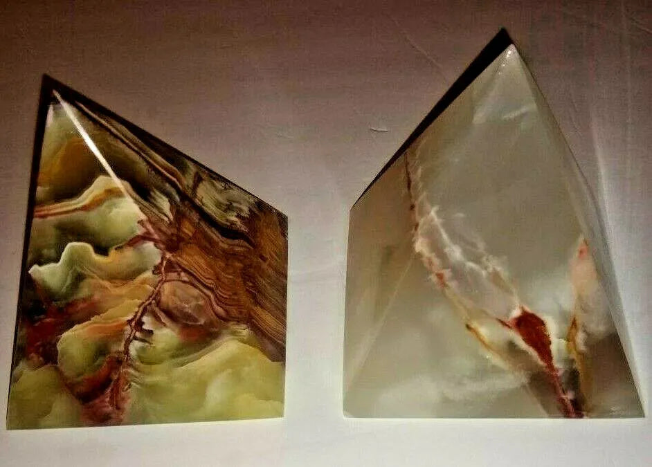 2 Pcs. Hand Carved ONYX PYRAMID #4OP2 [Gift for All Occasions] Fast US Shipping