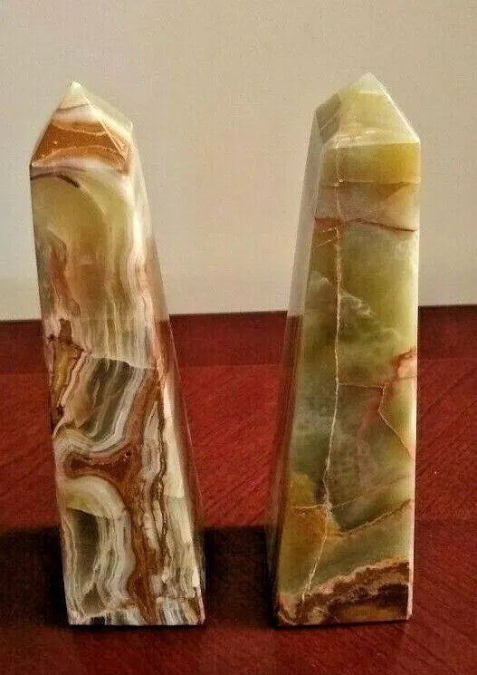 2 Pcs. SET Hand Carved ONYX OBELISK #10OO [Gift for All Occasions]Fast US Ship.