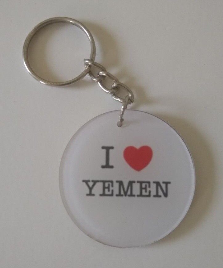 4 Pcs. of I LOVE YEMEN KEYCHAIN w/ Double Rings #AKCY-Gift for all Occasions