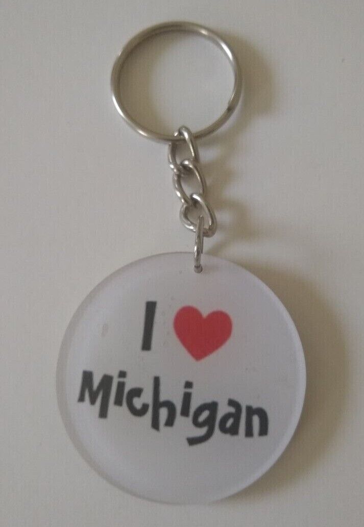 4 Pcs. of I LOVE MICHIGAN KEYCHAIN w/Double Rings #AKCM-Gift for all Occasions