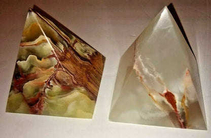 2 Pcs. Hand Carved ONYX PYRAMID #4OP2 [Gift for All Occasions] Fast US Shipping