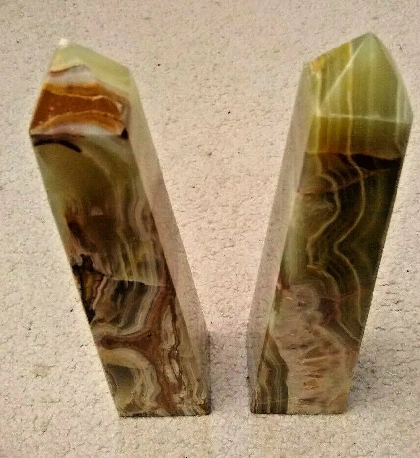 2 Pcs. SET Hand Carved ONYX OBELISK #10OO [Gift for All Occasions]Fast US Ship.