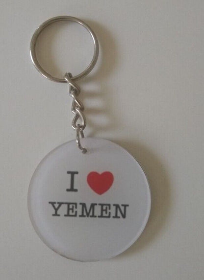 4 Pcs. of I LOVE YEMEN KEYCHAIN w/ Double Rings #AKCY-Gift for all Occasions