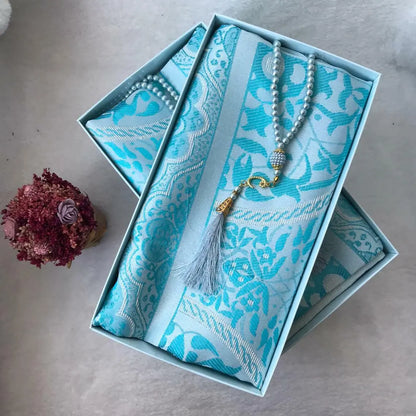 Prayer Rug/Sajjada/Ja-Namaaz [Gift Box] Prayer Rug + Pearl Prayer Bead (#TRBB)