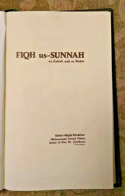 Fiqh Us-Sunnah by As-Sayyid Sabiq (Vol. 3) FASIPS3 [Fast US. Ship.] Nice Gift